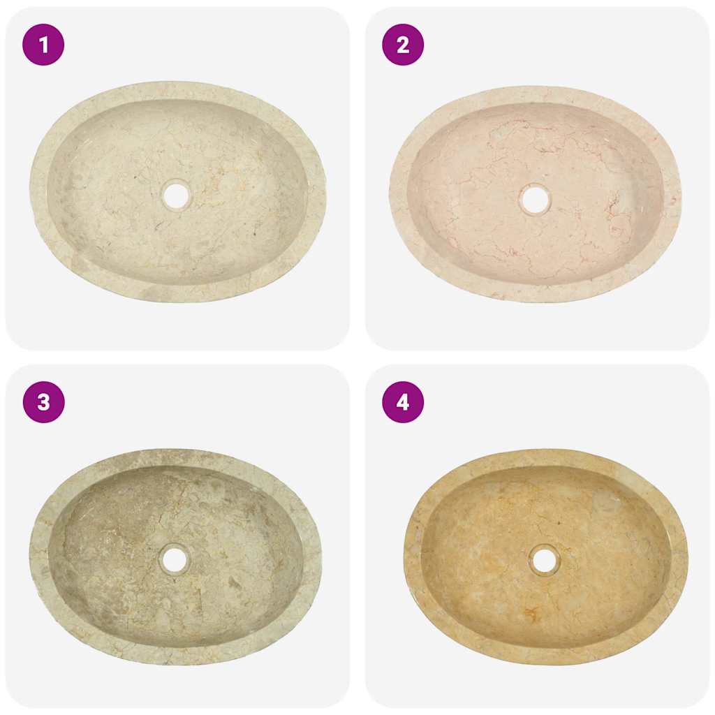 Νιπτήρας Κρεμ 53 x 40 x 15 εκ. Μαρμάρινος - PAKOBAZAAR