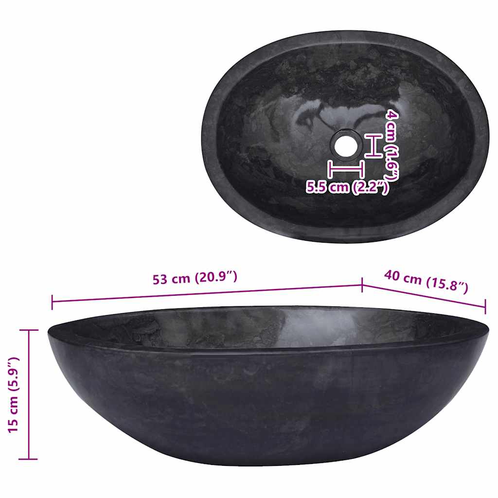 Νιπτήρας Μαύρος 53 x 40 x 15 εκ. Μαρμάρινος - PAKOBAZAAR
