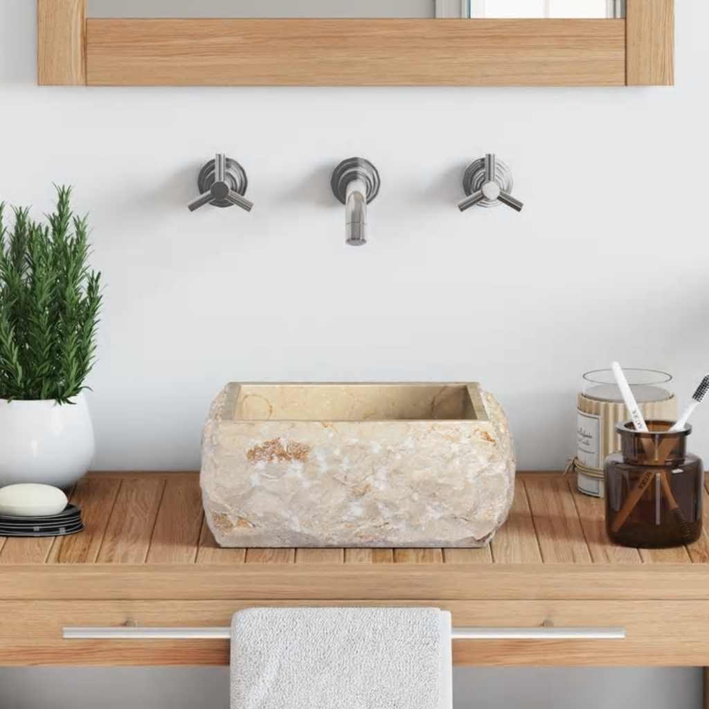 Νιπτήρας Κρεμ 30 x 30 x 13 εκ. Μαρμάρινος - PAKOBAZAAR