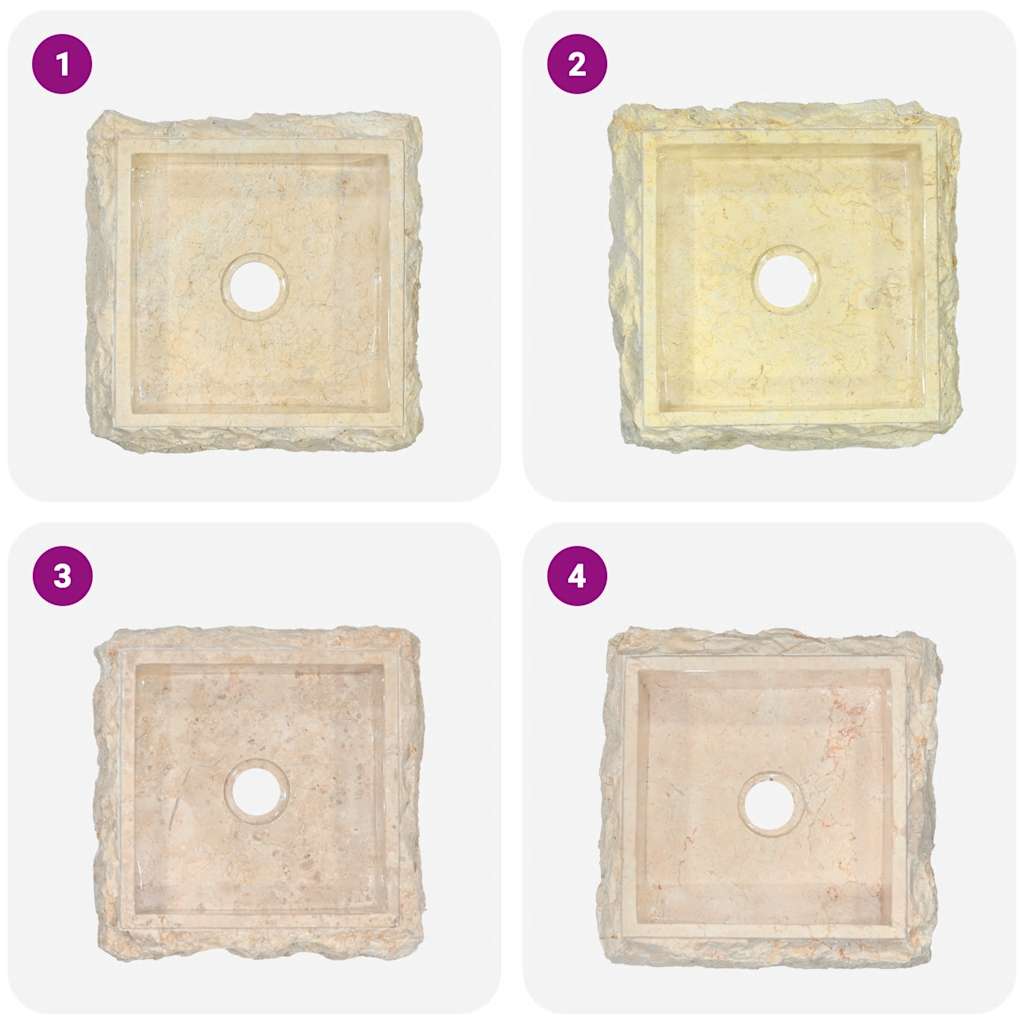 Νιπτήρας Κρεμ 30 x 30 x 13 εκ. Μαρμάρινος - PAKOBAZAAR