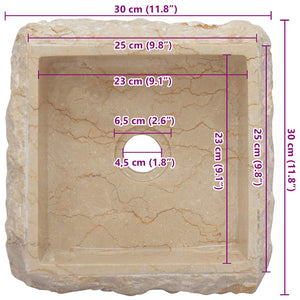 Νιπτήρας Κρεμ 30 x 30 x 13 εκ. Μαρμάρινος - PAKOBAZAAR