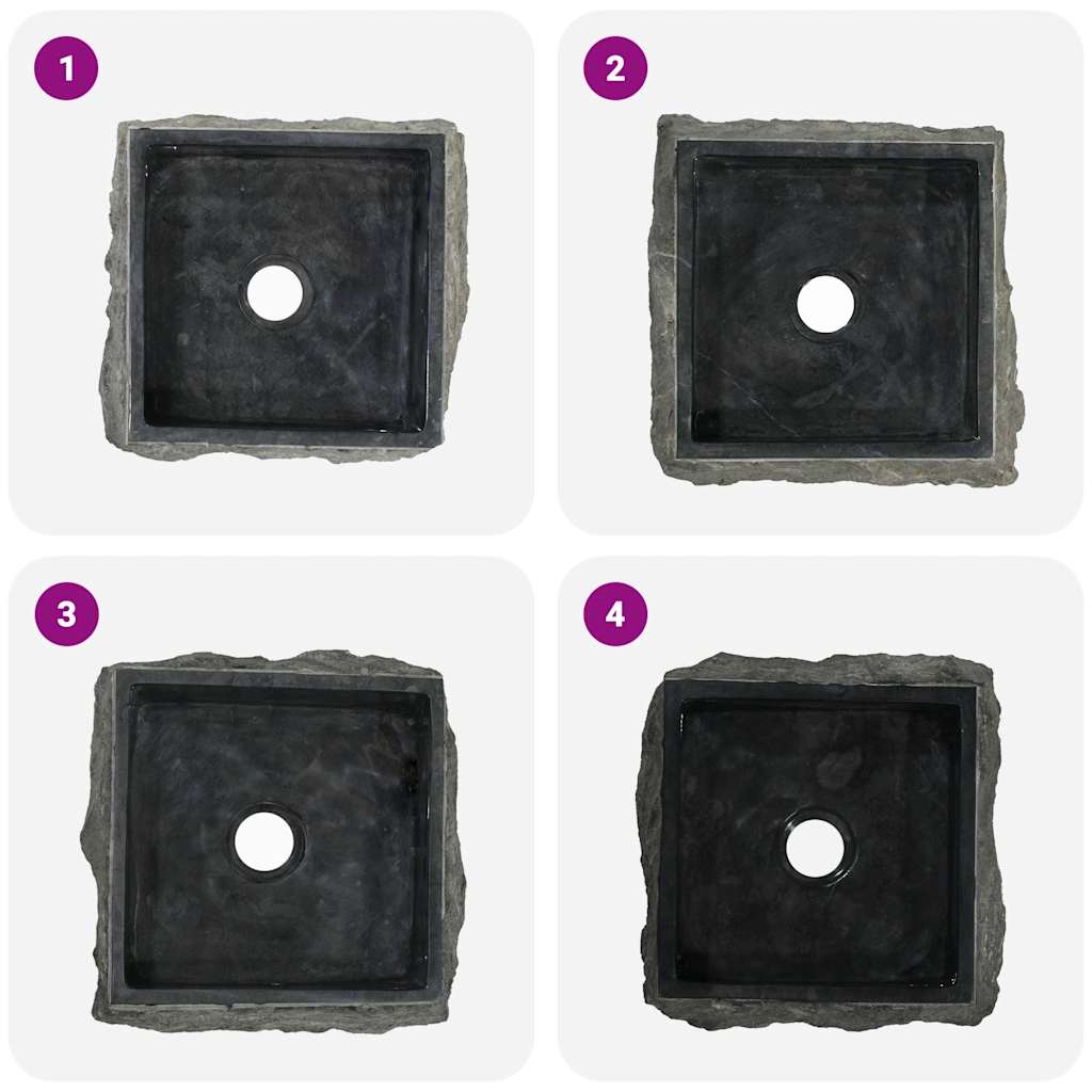 Νιπτήρας Μαύρος 30 x 30 x 13 εκ. Μαρμάρινος - PAKOBAZAAR