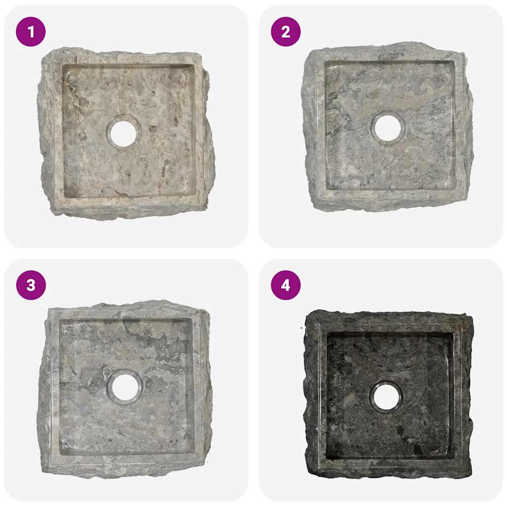 Νιπτήρας Γκρι 30 x 30 x 13 εκ. Μαρμάρινος - PAKOBAZAAR