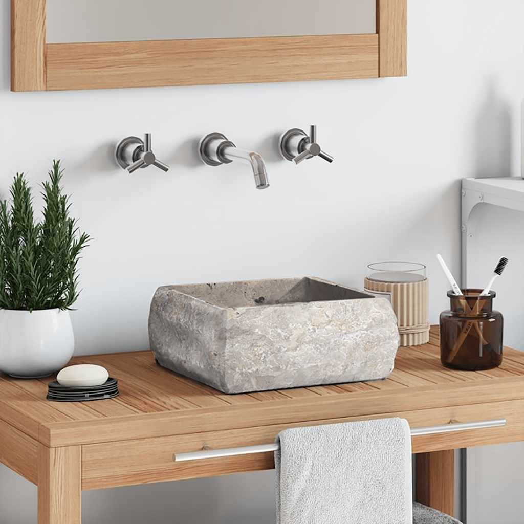 Νιπτήρας Γκρι 30 x 30 x 13 εκ. Μαρμάρινος - PAKOBAZAAR