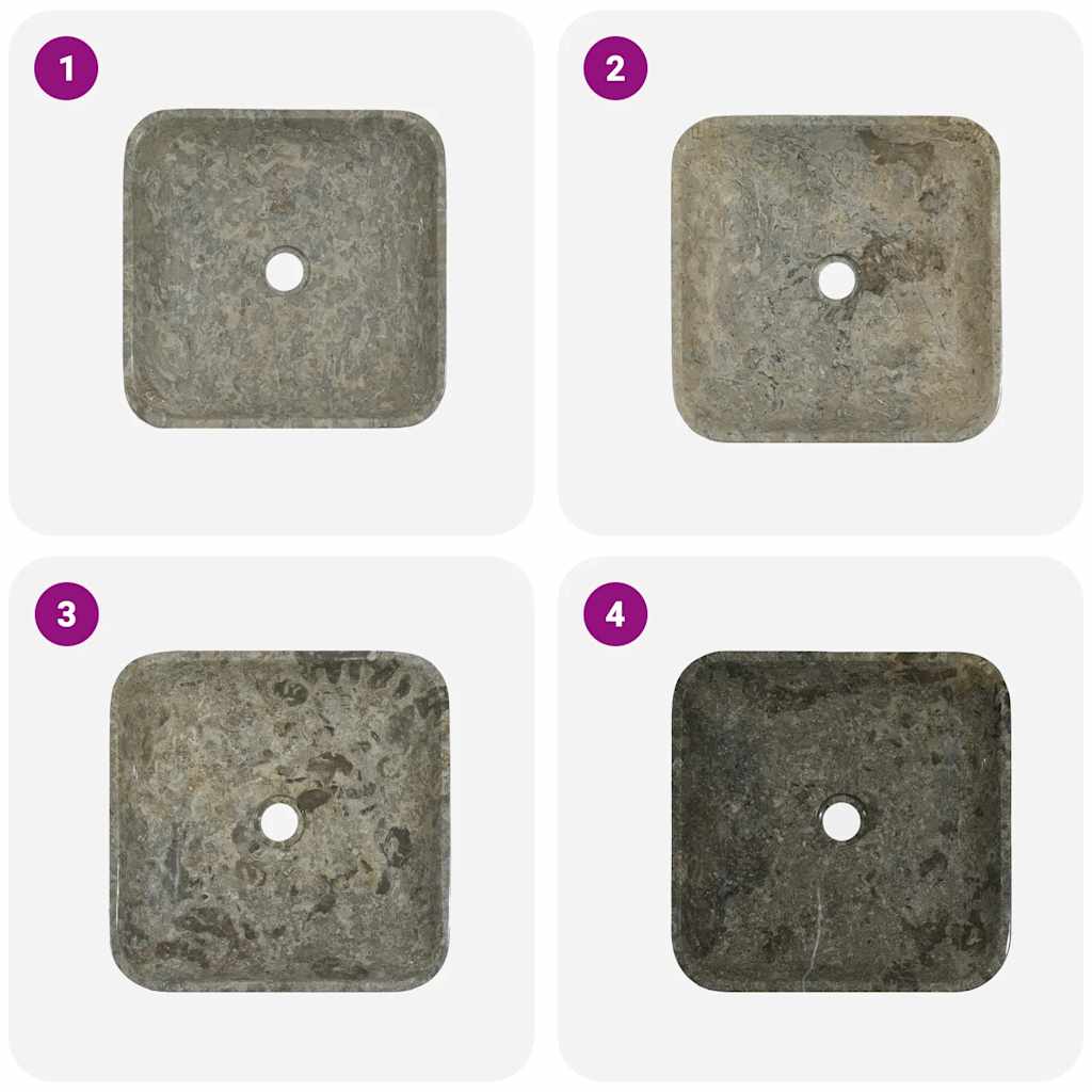 Νιπτήρας Γκρι 40 x 40 x 10 εκ. Μαρμάρινος - PAKOBAZAAR