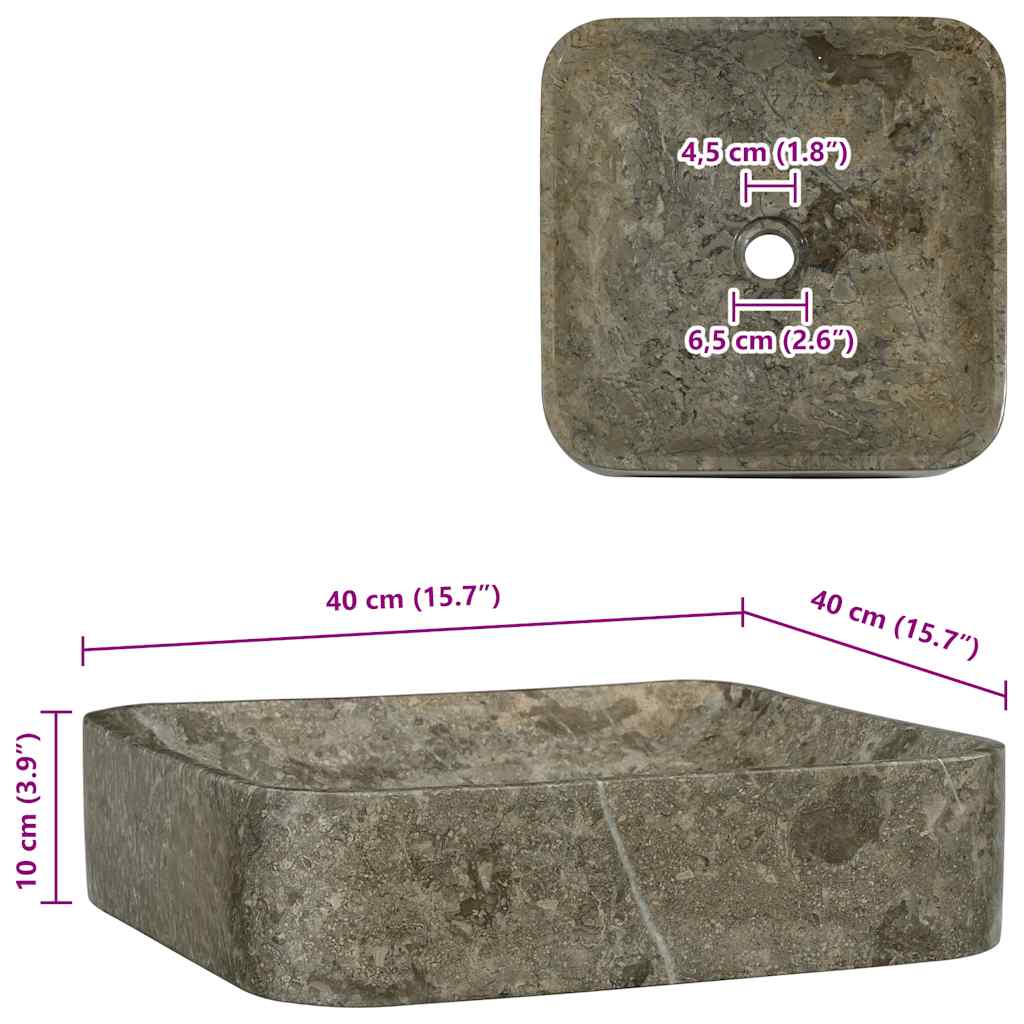 Νιπτήρας Γκρι 40 x 40 x 10 εκ. Μαρμάρινος - PAKOBAZAAR