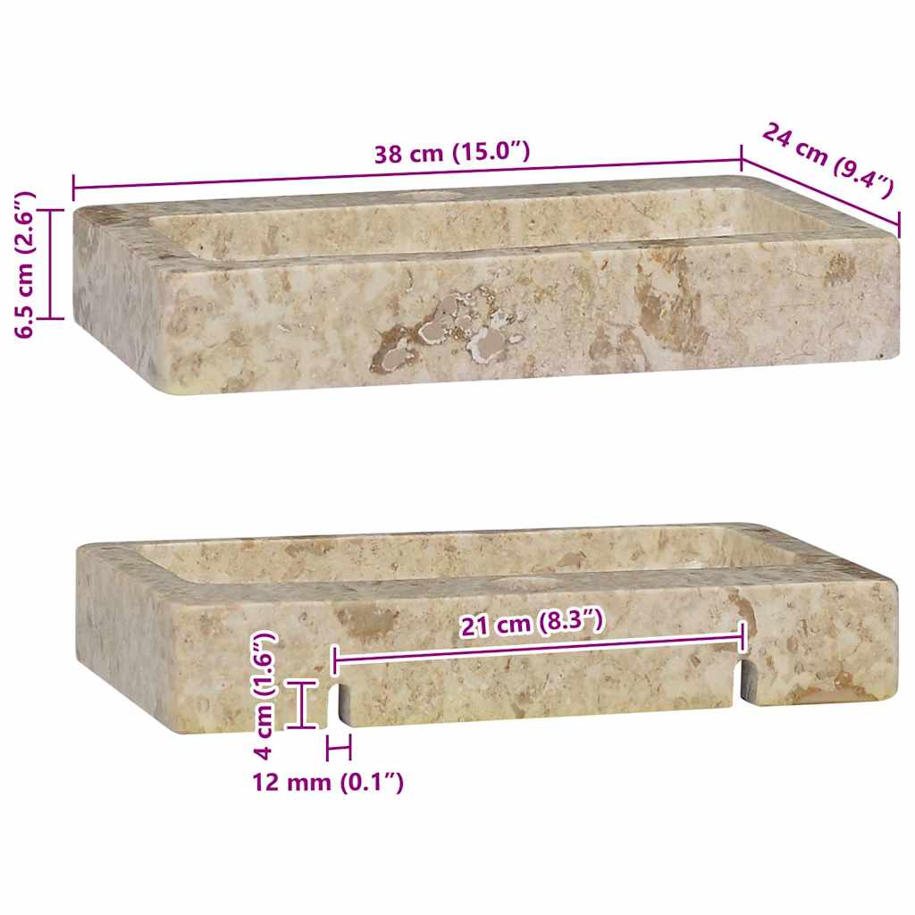 Νιπτήρας Επιτοίχιος Κρεμ 38 x 24 x 6,5 εκ. Μαρμάρινος - PAKOBAZAAR