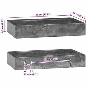 Νιπτήρας Επιτοίχιος Γκρι 38 x 24 x 6,5 εκ. Μαρμάρινος - PAKOBAZAAR