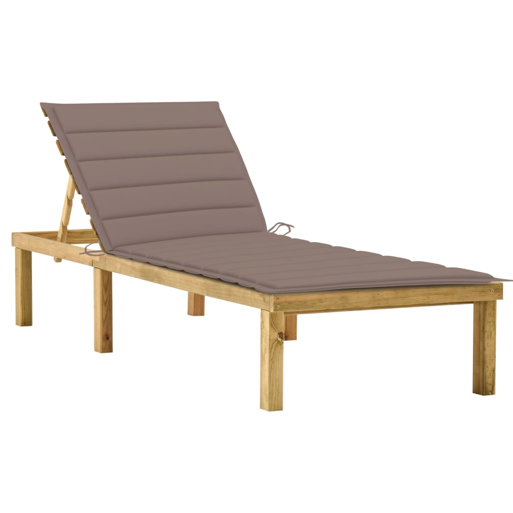 Ξαπλώστρα από Εμποτισμένο Ξύλο Πεύκου με Taupe Μαξιλάρι - PAKOBAZAAR