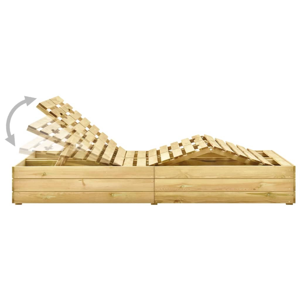 Ξαπλώστρα Διπλή Εμποτισμένο Ξύλο Πεύκου & Μπλε Μαξιλάρια - PAKOBAZAAR