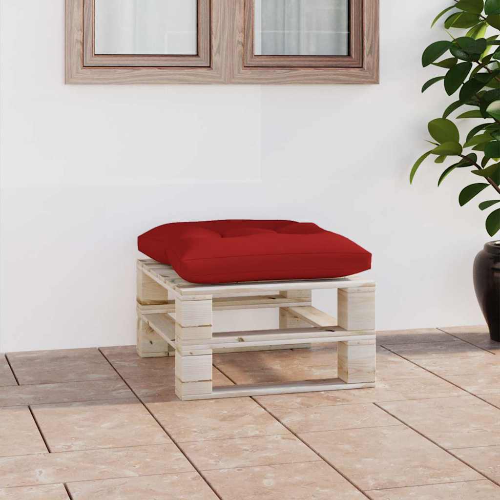 Υποπόδιο Κήπου από Παλέτες Ξύλο Πεύκου με Κόκκινο Μαξιλάρι