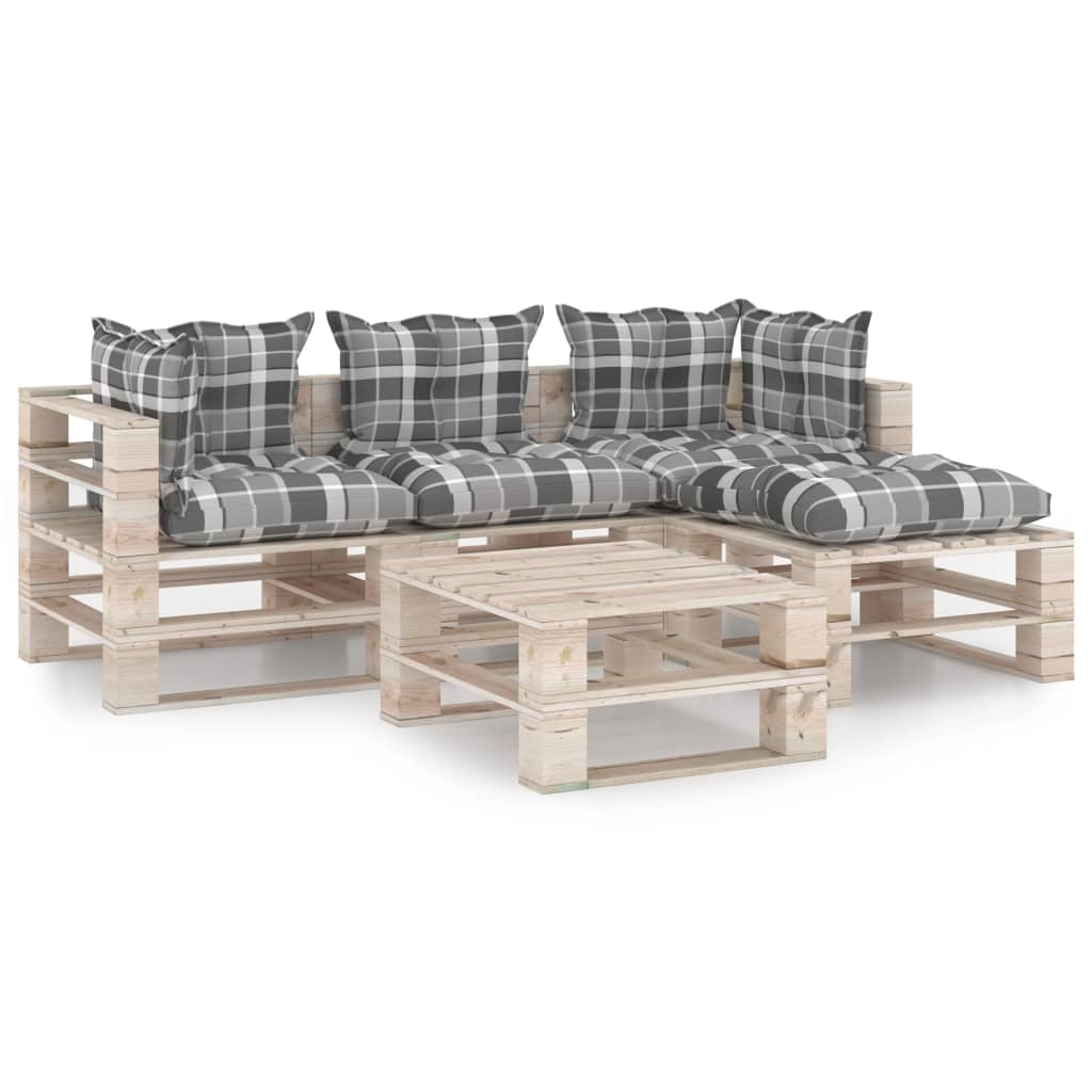 Σαλόνι Κήπου από Παλέτες 5 τεμ. από Ξύλο Πεύκου με Μαξιλάρια
