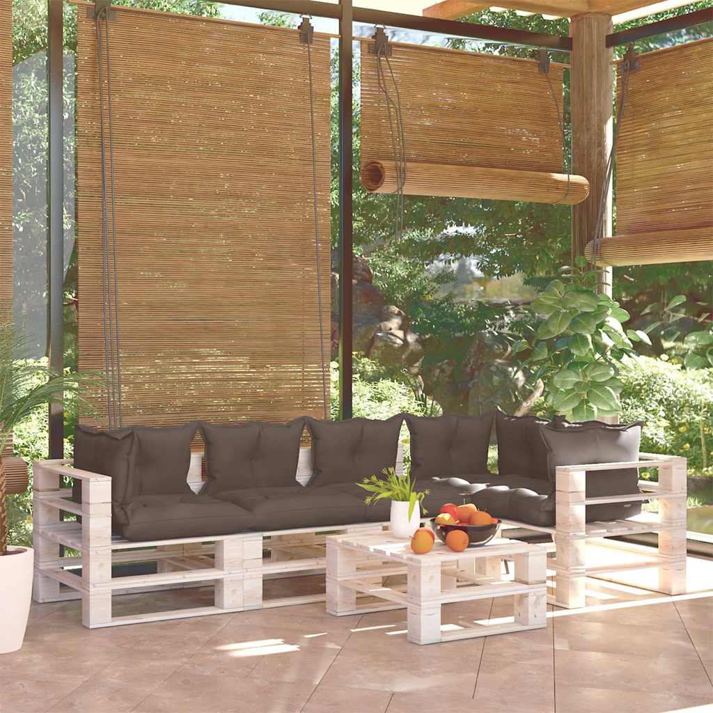Σαλόνι Παλέτας Κήπου Σετ 6 Τεμ. από Ξύλο Πεύκου με Μαξιλάρια