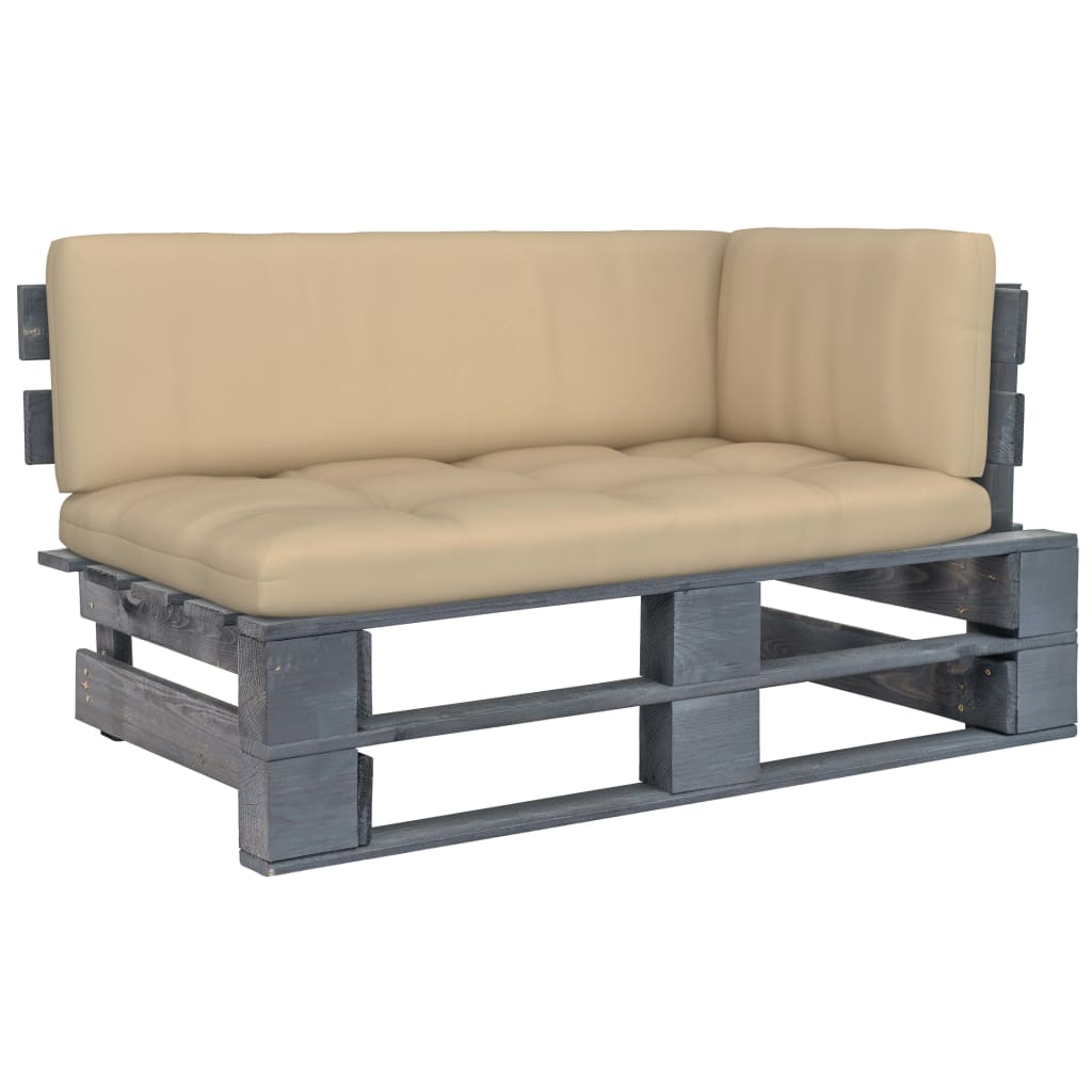 Καναπές Κήπου Γωνιακός από Παλέτες Γκρι Εμποτισμένο Ξύλο Πεύκου - PAKOBAZAAR