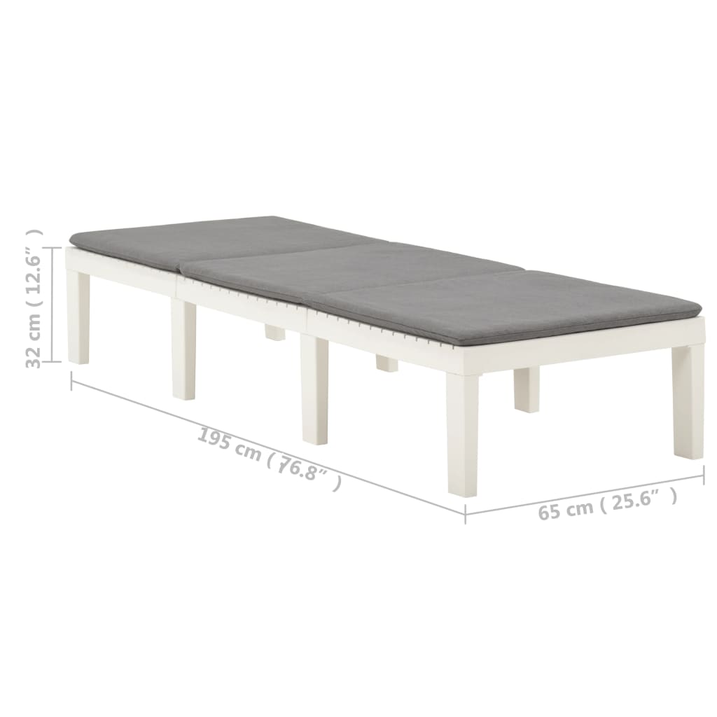 Ξαπλώστρα Λευκή Πλαστική με Μαξιλάρι