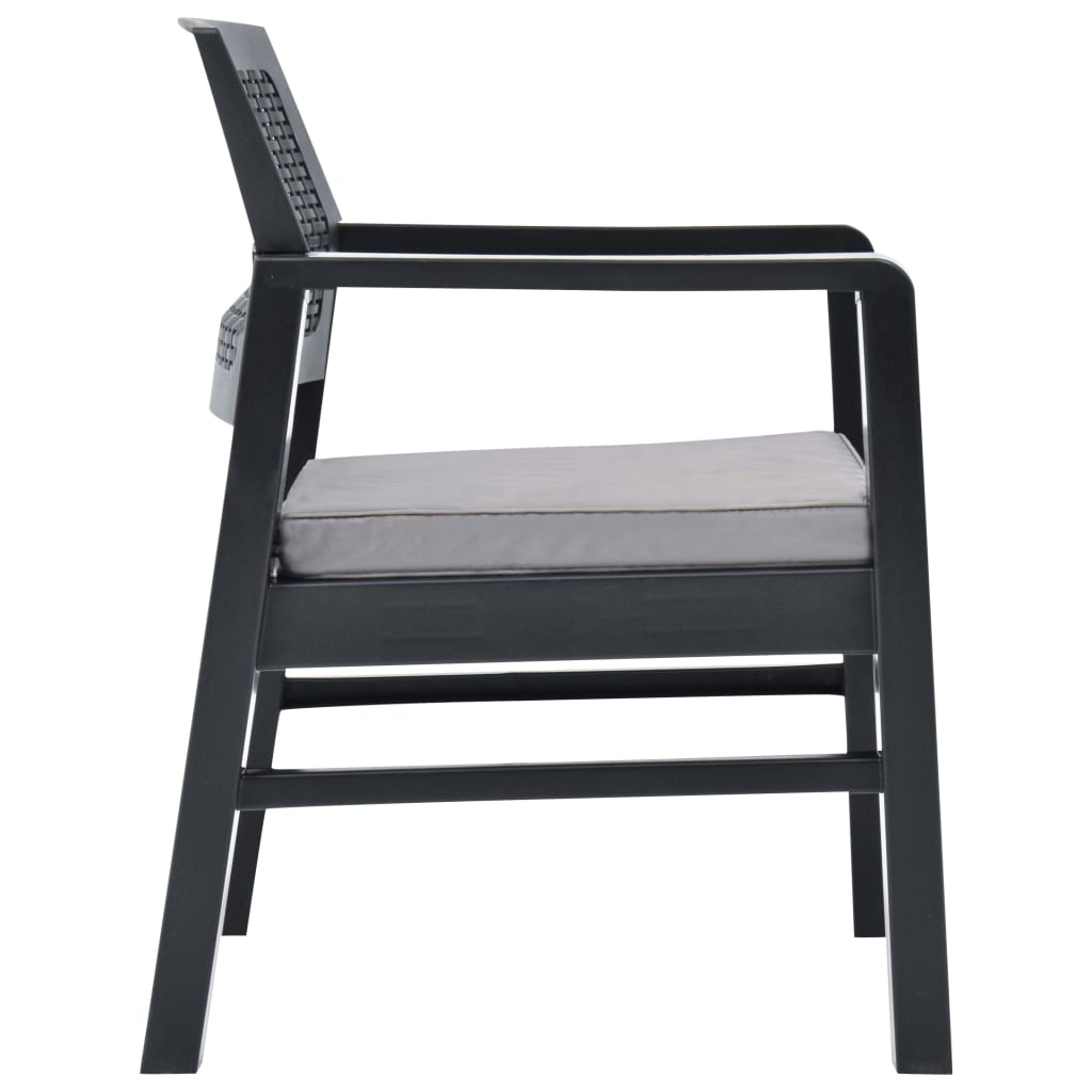 Σαλόνι Κήπου 3 Τεμαχίων Γκρι Πλαστικό με Μαξιλάρια