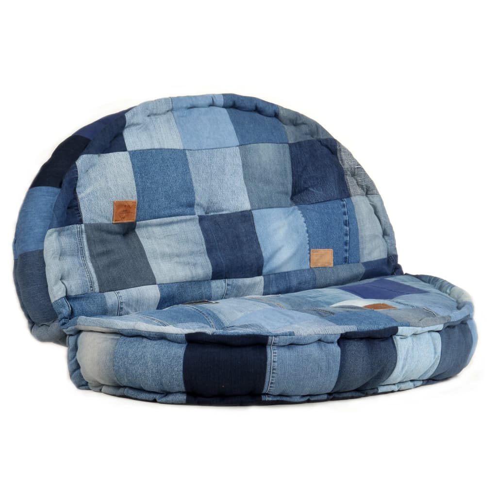 Πουφ Στρογγυλό Denim Patchwork 100 x 20 εκ.