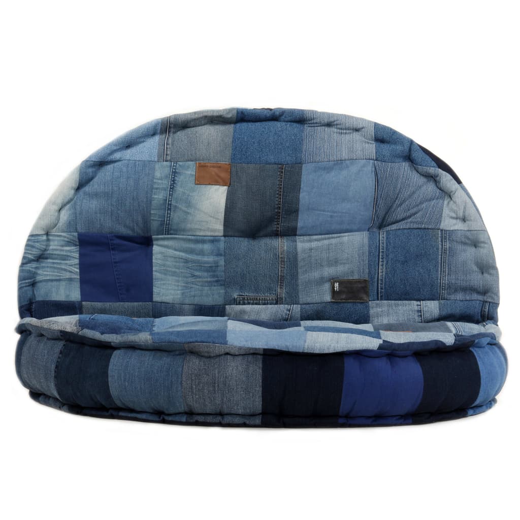 Πουφ Στρογγυλό Denim Patchwork 100 x 20 εκ.