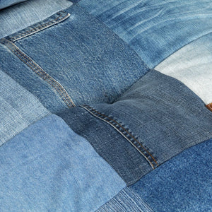 Πουφ Στρογγυλό Denim Patchwork 100 x 20 εκ.
