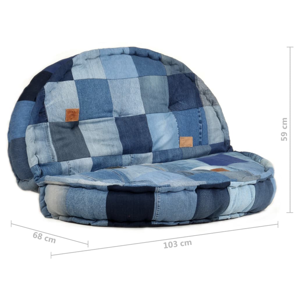 Πουφ Στρογγυλό Denim Patchwork 100 x 20 εκ.