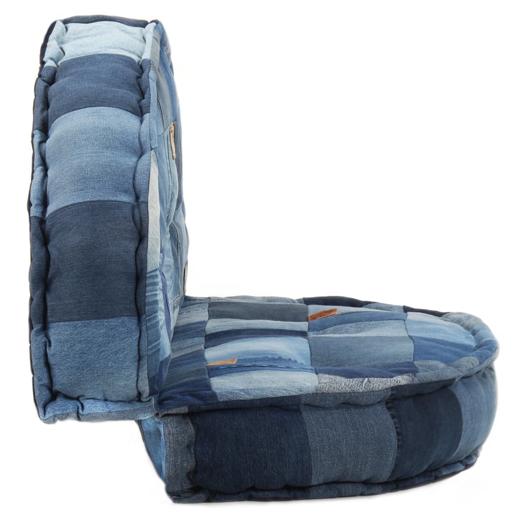 Πουφ Στρογγυλό Denim Patchwork 100 x 20 εκ.