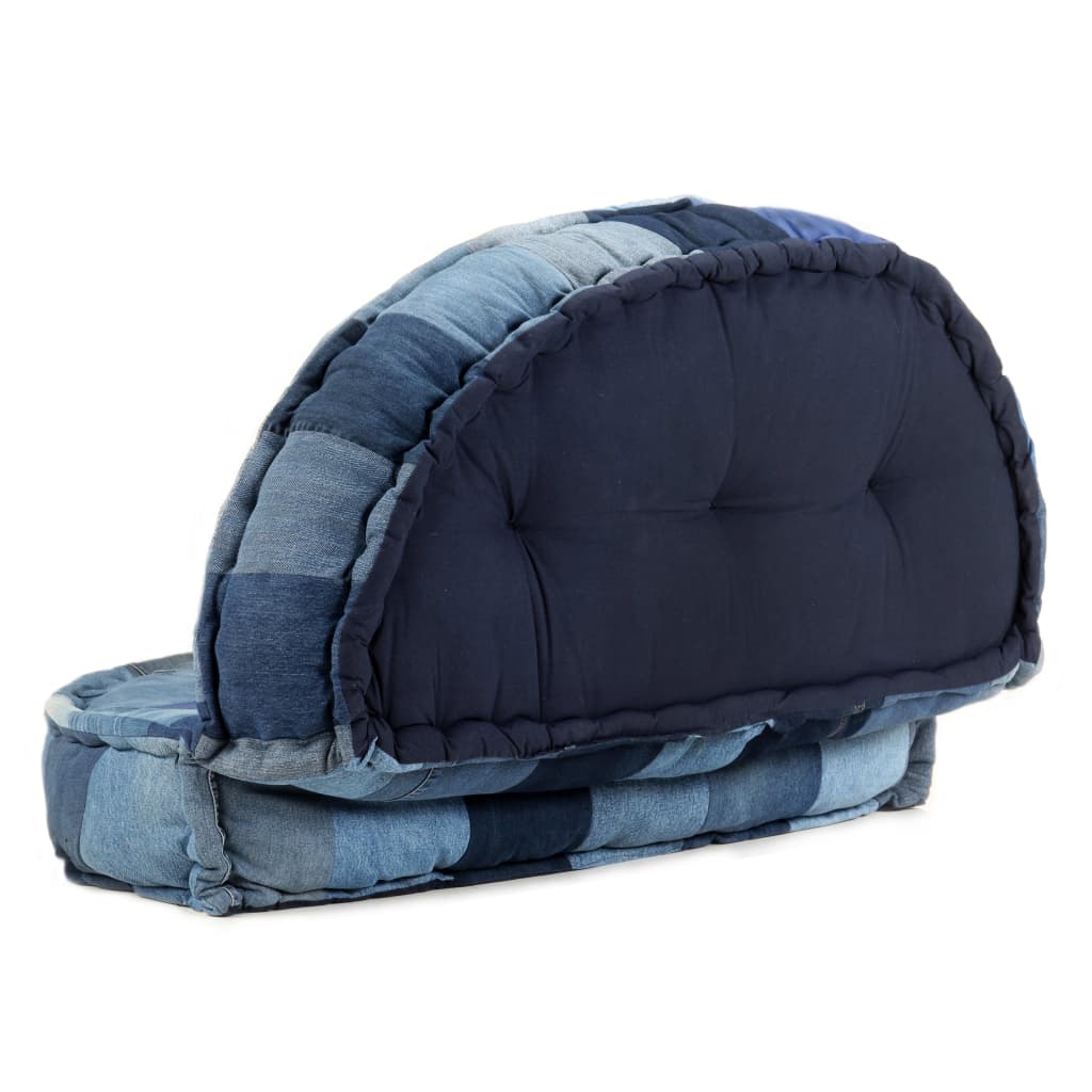 Πουφ Στρογγυλό Denim Patchwork 100 x 20 εκ.