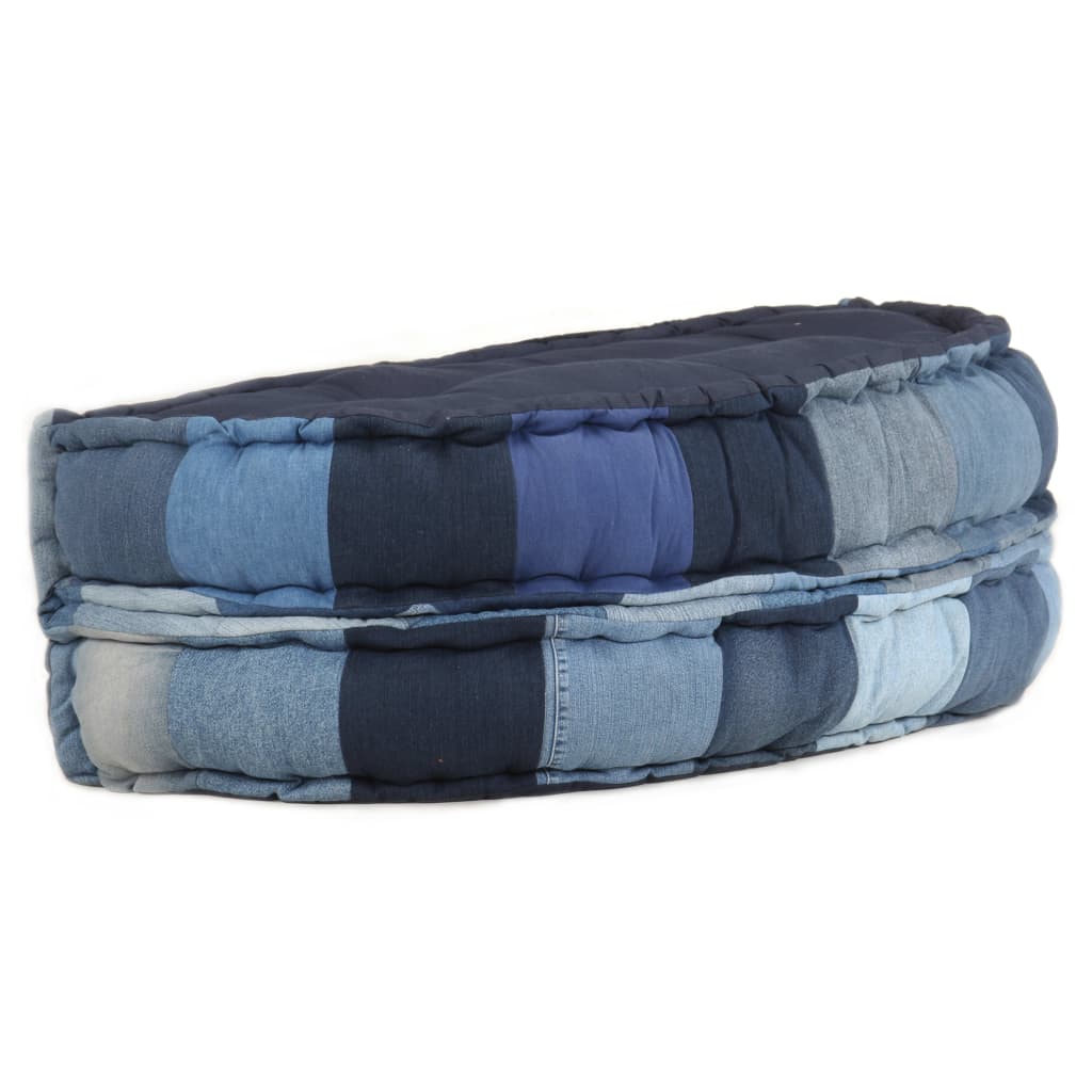 Πουφ Στρογγυλό Denim Patchwork 100 x 20 εκ.