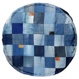 Πουφ Στρογγυλό Denim Patchwork 100 x 20 εκ.