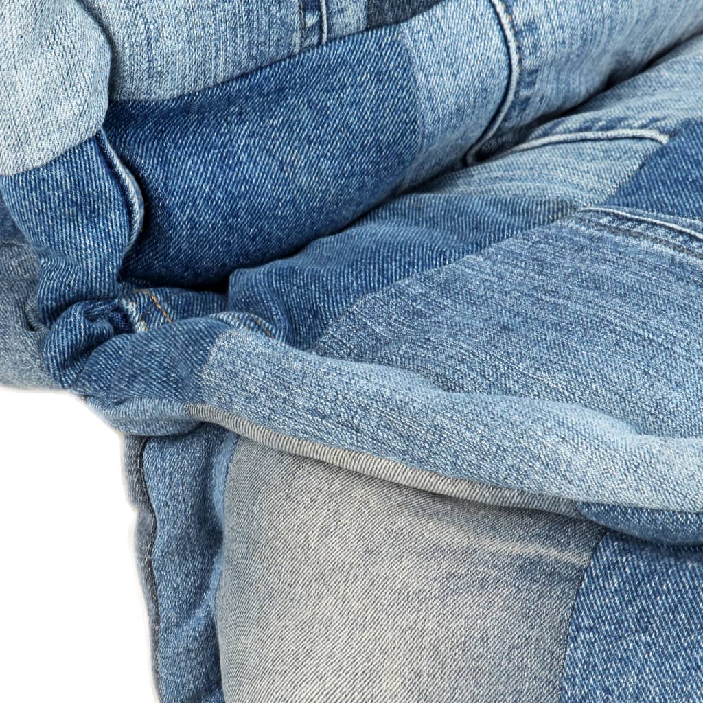 Πουφ Στρογγυλό Denim Patchwork 100 x 20 εκ.
