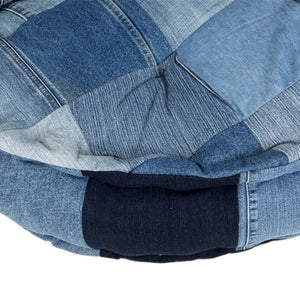 Πουφ Στρογγυλό Denim Patchwork 100 x 20 εκ.