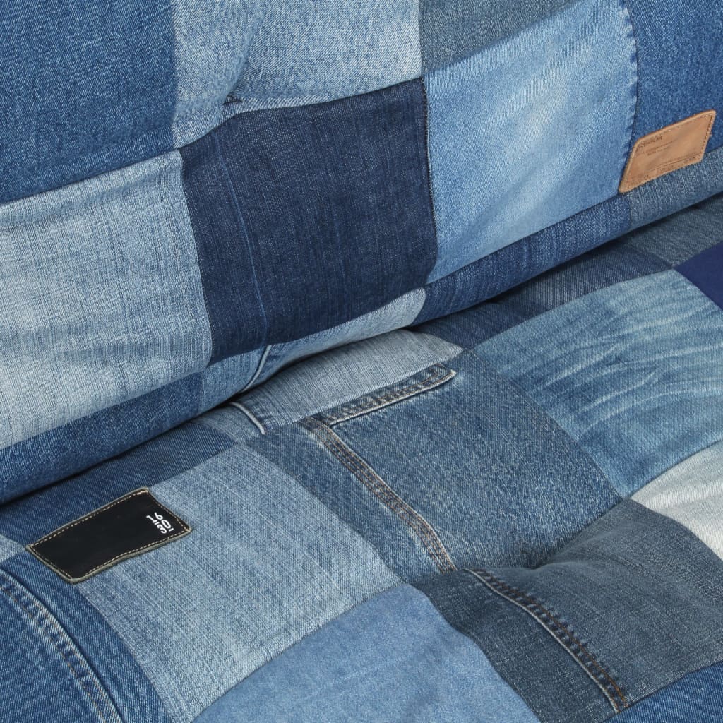 Πουφ Στρογγυλό Denim Patchwork 100 x 20 εκ.