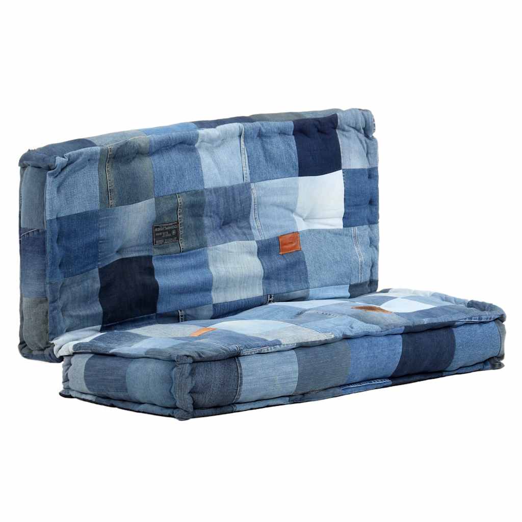 Πουφ Τετράγωνο Denim Patchwork 100 x 100 x 20 εκ.