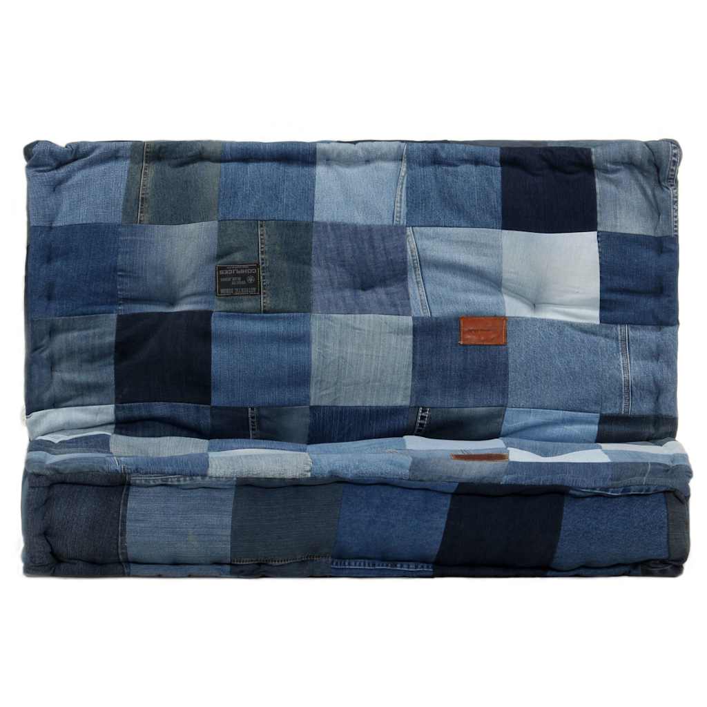 Πουφ Τετράγωνο Denim Patchwork 100 x 100 x 20 εκ.