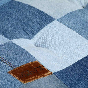 Πουφ Τετράγωνο Denim Patchwork 100 x 100 x 20 εκ.