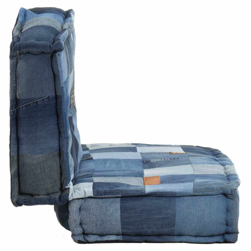 Πουφ Τετράγωνο Denim Patchwork 100 x 100 x 20 εκ.