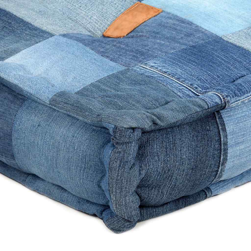 Πουφ Τετράγωνο Denim Patchwork 100 x 100 x 20 εκ.