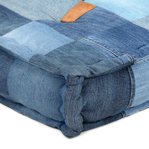 Πουφ Τετράγωνο Denim Patchwork 100 x 100 x 20 εκ.
