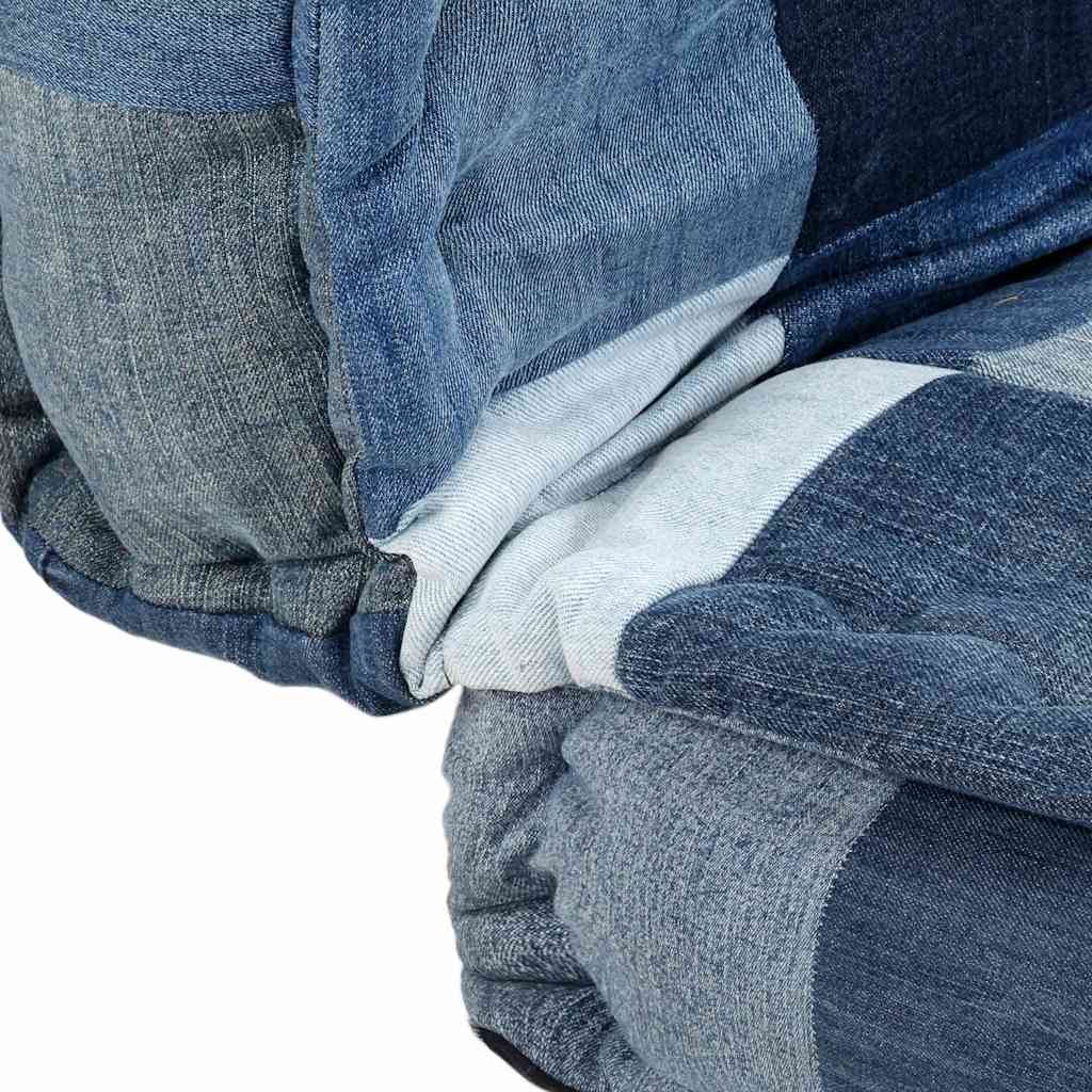 Πουφ Τετράγωνο Denim Patchwork 100 x 100 x 20 εκ.
