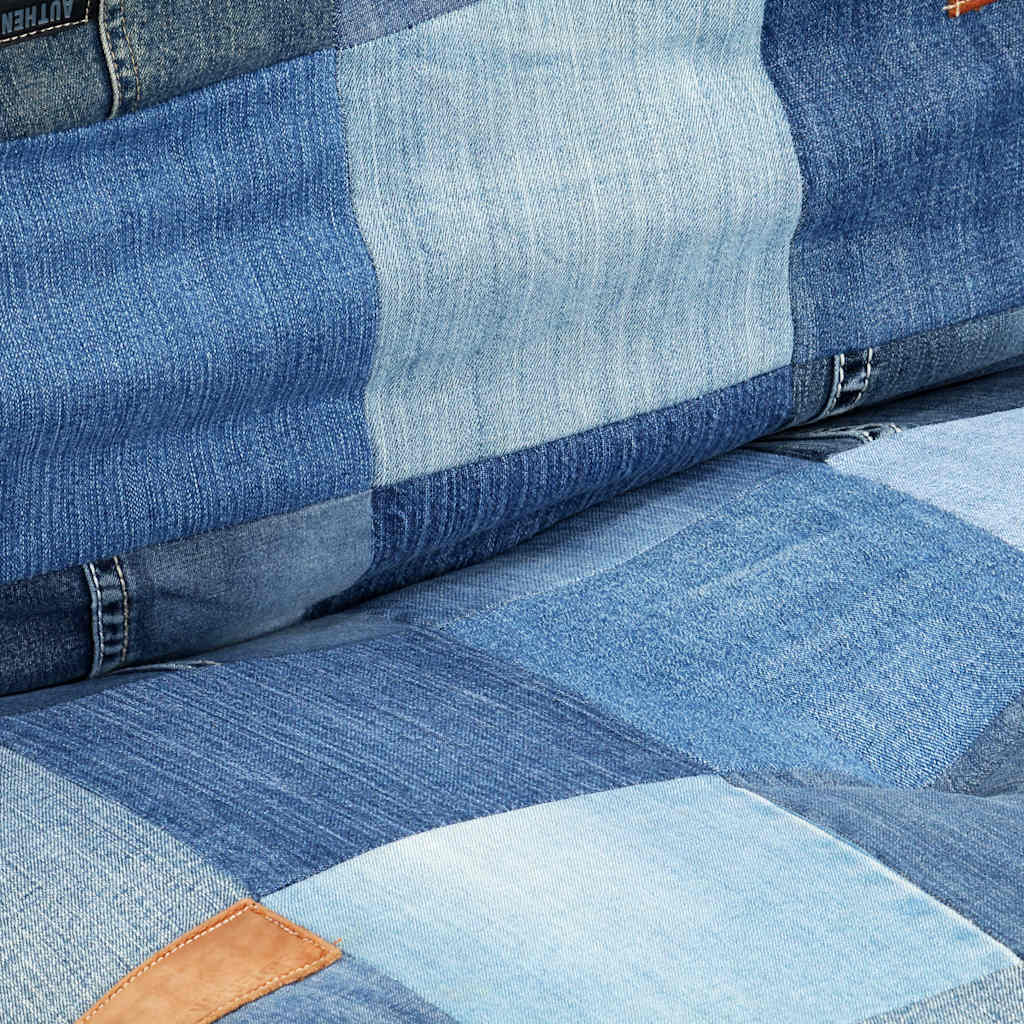 Πουφ Τετράγωνο Denim Patchwork 100 x 100 x 20 εκ.