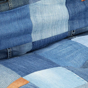 Πουφ Τετράγωνο Denim Patchwork 100 x 100 x 20 εκ.