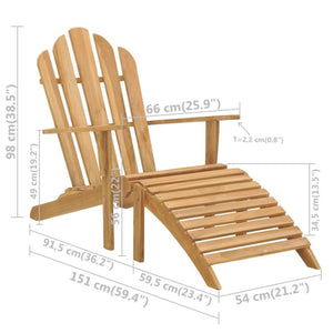 Καρέκλα Adirondack με Υποπόδιο από Μασίφ Ξύλο Teak - Pakobazaar
