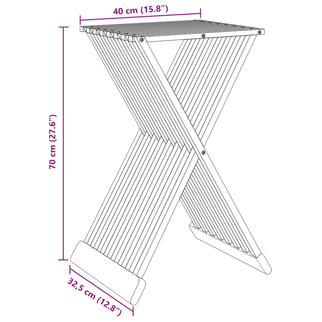 Σκαμπό Πτυσσόμενο 40 x 32,5 x 70 εκ. από Μασίφ Ξύλο Teak