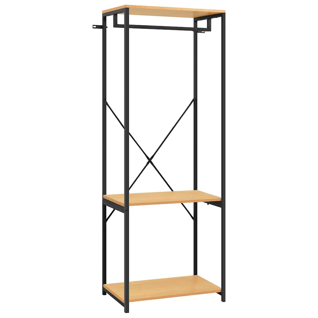 Ντουλάπα Μαύρη/Χρ. Δρυός 60x40x167 εκ. Μέταλλο & Μοριοσανίδα - Pakobazaar