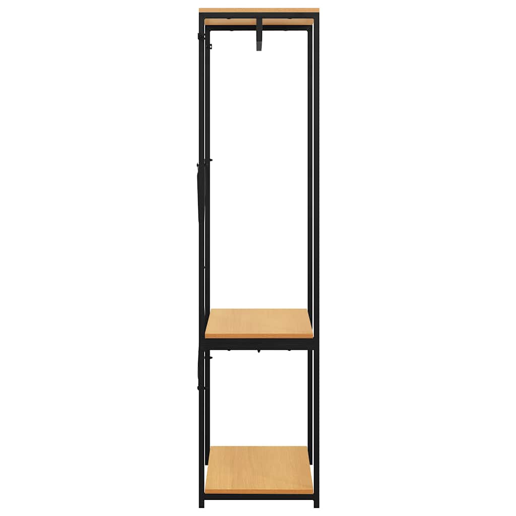 Ντουλάπα Μαύρη/Χρ. Δρυός 60x40x167 εκ. Μέταλλο & Μοριοσανίδα - Pakobazaar