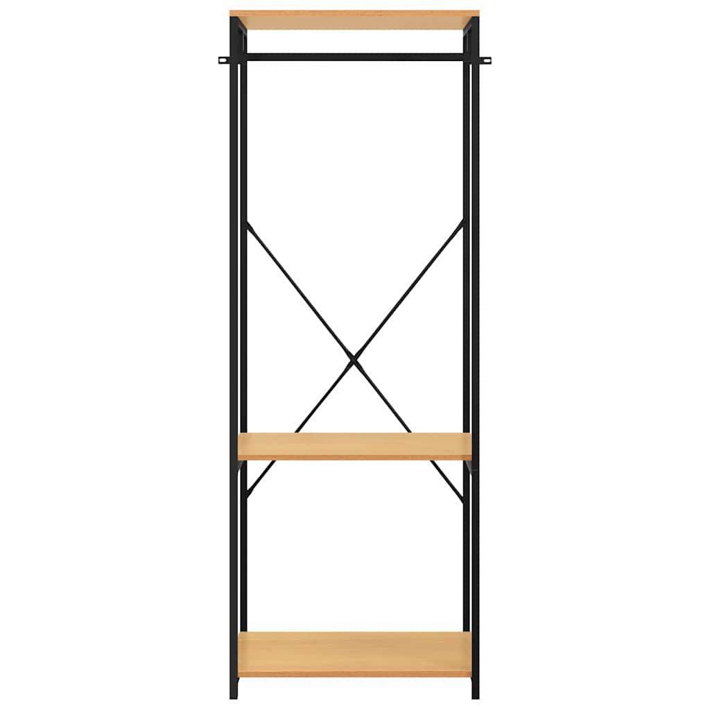 Ντουλάπα Μαύρη/Χρ. Δρυός 60x40x167 εκ. Μέταλλο & Μοριοσανίδα - Pakobazaar
