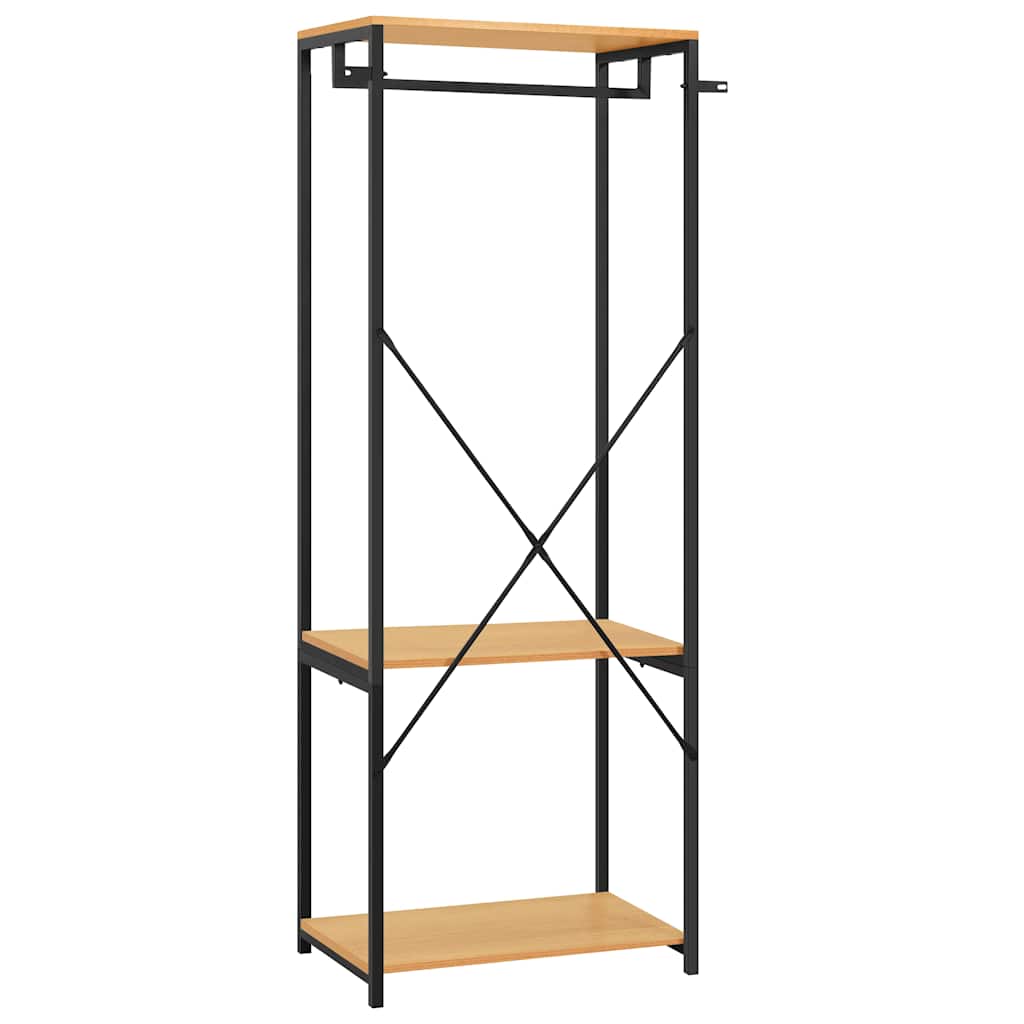 Ντουλάπα Μαύρη/Χρ. Δρυός 60x40x167 εκ. Μέταλλο & Μοριοσανίδα - Pakobazaar