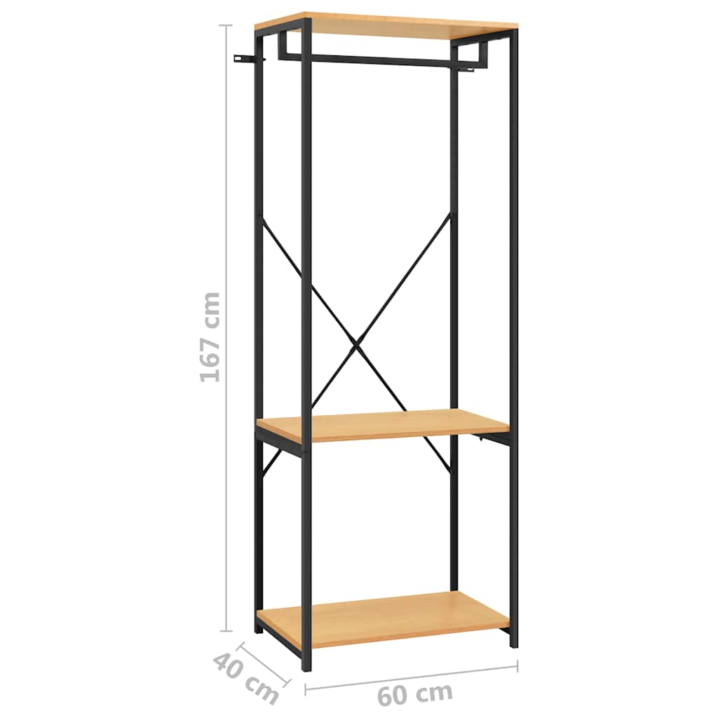 Ντουλάπα Μαύρη/Χρ. Δρυός 60x40x167 εκ. Μέταλλο & Μοριοσανίδα - Pakobazaar