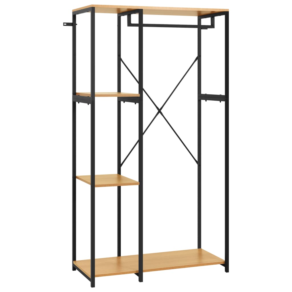 Ντουλάπα Μαύρη/Χρ. Δρυς 90x40x167 εκ. από Μέταλλο & Μοριοσανίδα - Pakobazaar