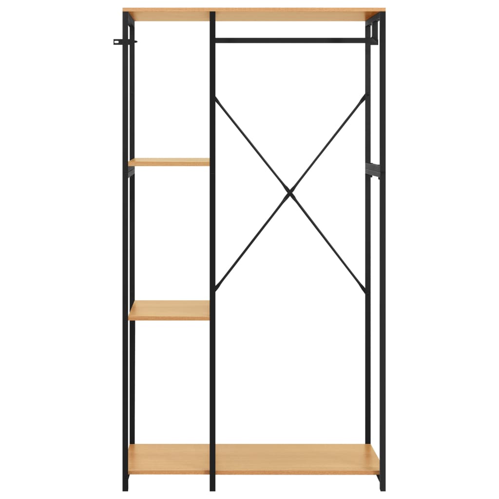 Ντουλάπα Μαύρη/Χρ. Δρυς 90x40x167 εκ. από Μέταλλο & Μοριοσανίδα - Pakobazaar