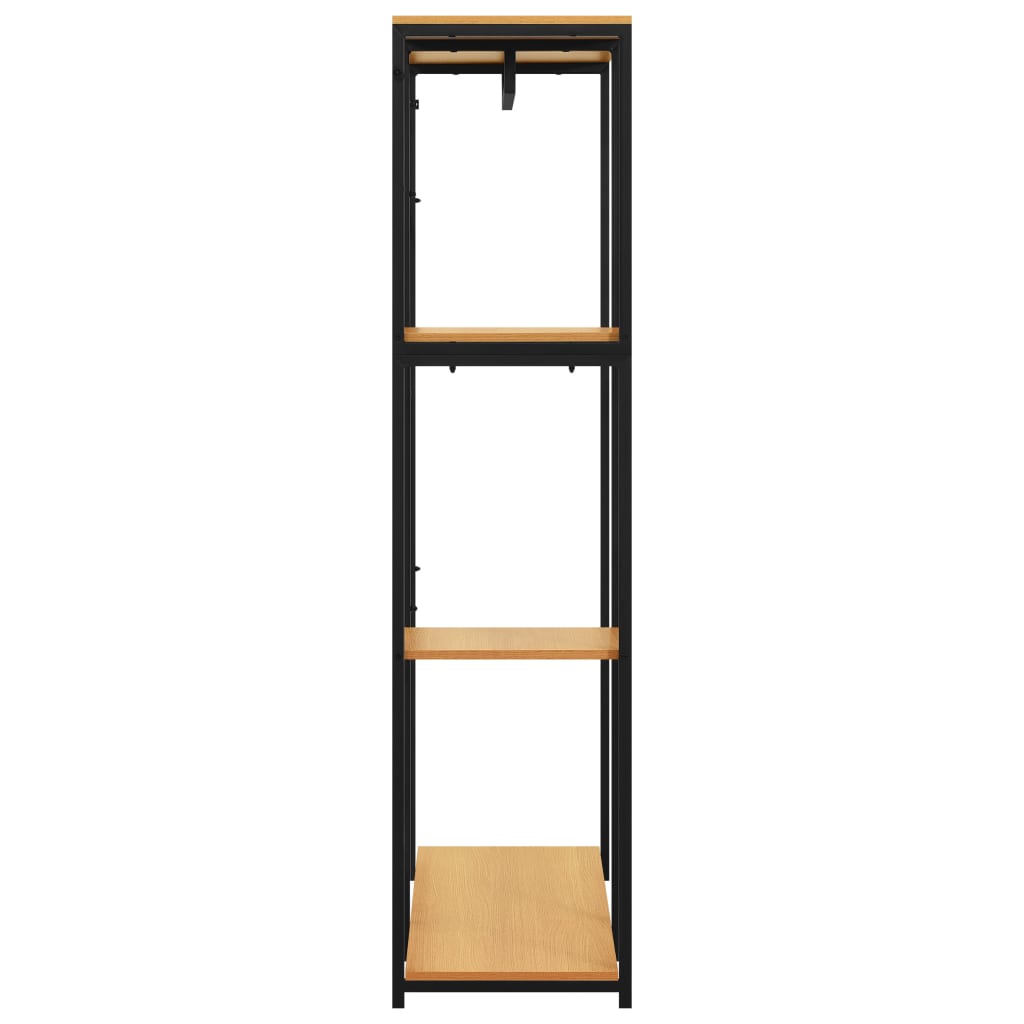 Ντουλάπα Μαύρη/Χρ. Δρυς 90x40x167 εκ. από Μέταλλο & Μοριοσανίδα - Pakobazaar